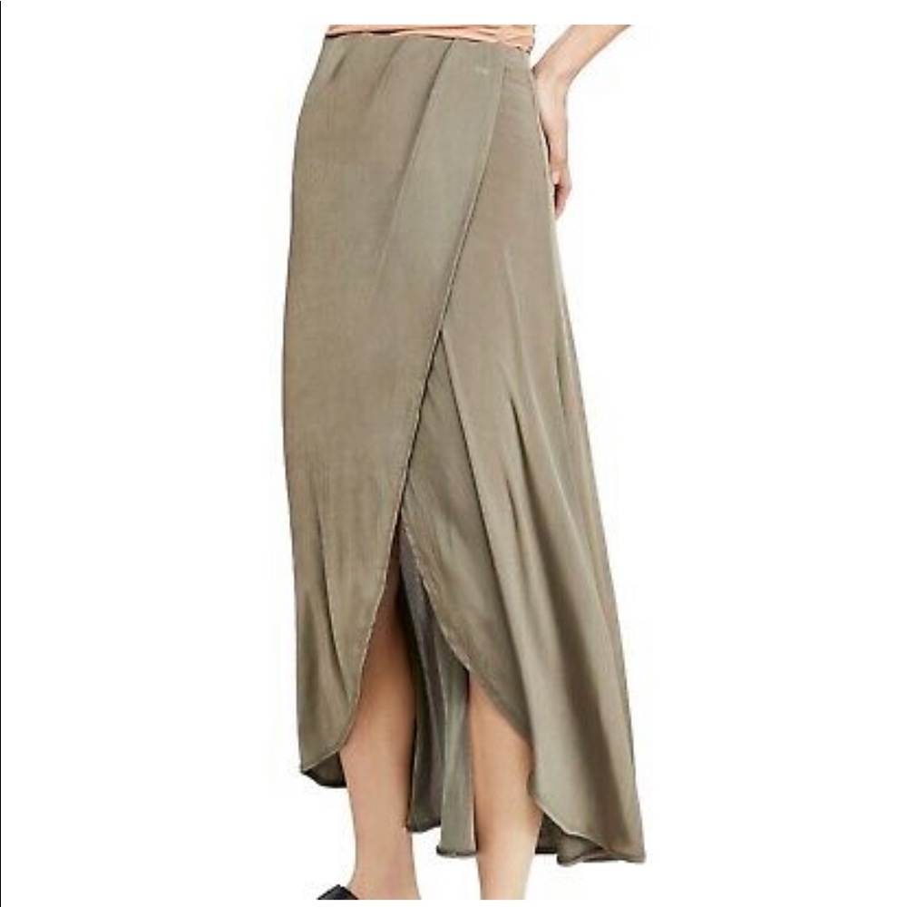 Free People Smoke & Mirrors Green Faux Wrap Maxi